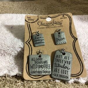 Inspirational Quote Charm Set - Antique Silver